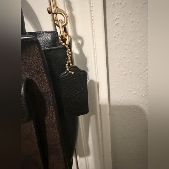 Coach Brown Signature Mini Satchel with Black Trim and Gold Hardware - Picture 3 of 4